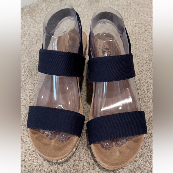 Life Stride Womens Delta Slingback Espadrille Ankle Strap Wedge Sandals in Navy - Picture 5 of 10